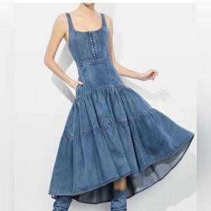 Alice and Olivia Diana Tiered Denim Dress Size 12